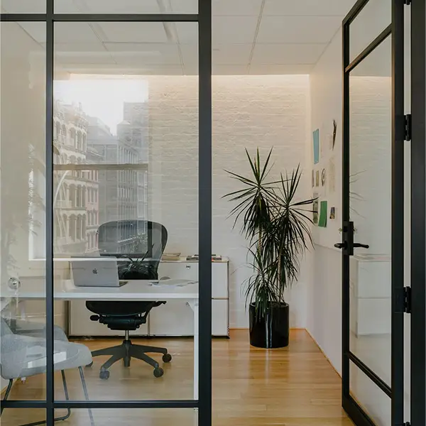 aluminium sliding doors in office cabin